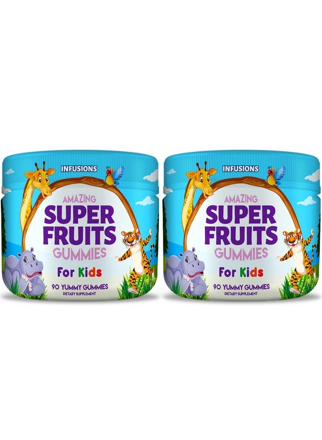 Generic Infusions Super Fruit Gummies 180 Count w/Vitamin A,C,E + Zinc - Organic Silica, Antioxidant Blend - Vegan Friendly - Gluten Free - Non-GMO - 2 Pack  - Image 1