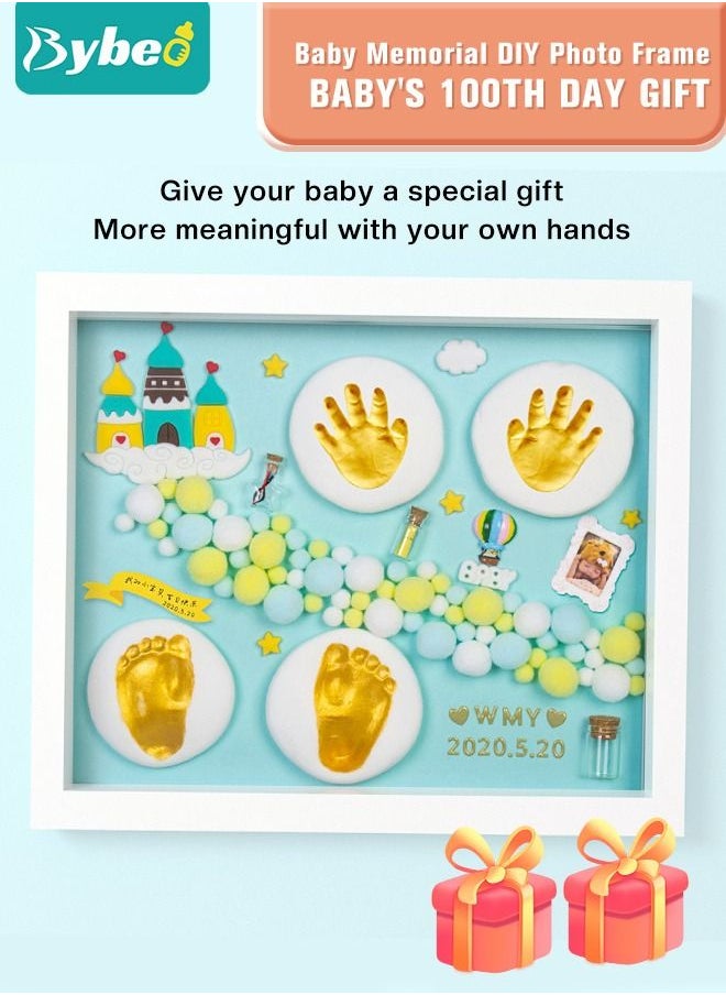 Bybeo Baby Handprint and Footprint Maker Kit for Newborn Boys & Girls, Infant Milestone Picture Frames for Toddlers, Best New Mom Gift - Foot Impression Photo Keepsake for Girl & Boy  - Image 1