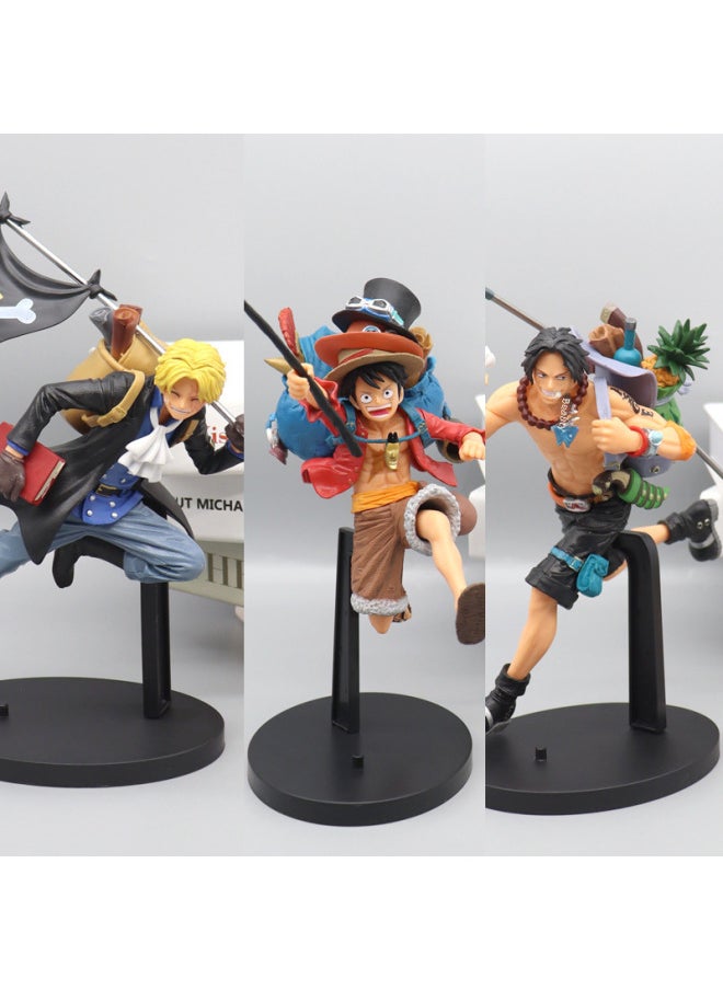null - Anime Figurine One Piece Luffy Ace Sabo Running Sailing Backpack Model King Ornament Surrounding Doll Decoration-Color:Running 3 Brothers (boxed) - Image 1