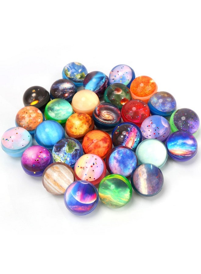 بليلي 30 قطعة من كرات جالاكسي المطاطية، كرات مطاطية بحجم 32 مم، هدايا حفلات الفضاء، كرات مطاطية للأطفال، ألعاب الفضاء للأطفال، حشو أكياس هدايا الكريسماس (30 طرازًا) - Image 1