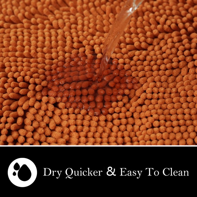Ainahyva الحمام سجاد Chenille Bath Mat 2 قطعة فائقة امتصاص PVC الحصير الدعم الحمام للحمام الحمام أشعث آلة سميكة الحمام دش قابلة للاستحمام. (الشمبانيا) - Image 3