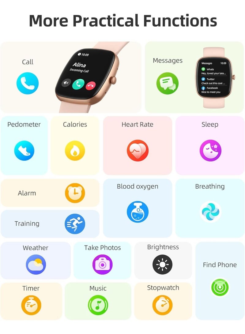 Parsonver Smart Watch for iOS and Android Phones(Answer/Make Calls), HD Screen Watches for Women, IP68 Waterproof Fitness Tracker Watch with Heart Rate Sleep Monitor (Rose Gold) - Image 4