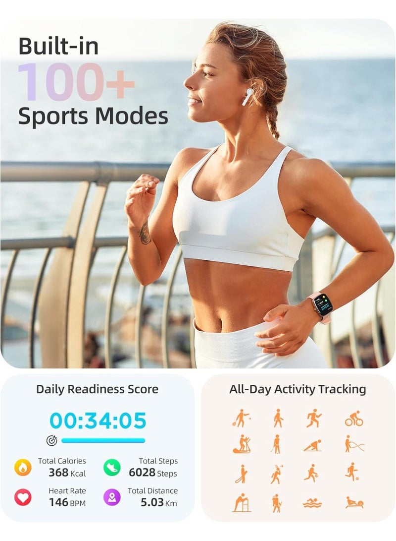 Parsonver Smart Watch for iOS and Android Phones(Answer/Make Calls), HD Screen Watches for Women, IP68 Waterproof Fitness Tracker Watch with Heart Rate Sleep Monitor (Rose Gold) - Image 2