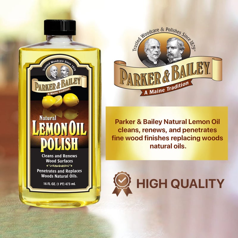 Parker & Bailey Lemon Oil Polish, Natural Lemon Scented Furniture Cleaner & Wood Table Cleaner, Renews & Restores a Finish for Woods, Protects from Drying or Cracking, Leaves a Shiny Finish, 16 oz - Image 2