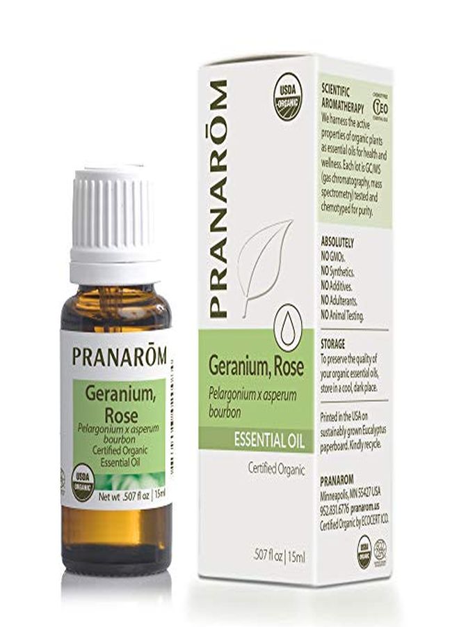 PRANAROM Rose Geranium Essential Oil (15Ml) 100% Pure Natural Therapeutic Grade Essential Oil For Aromatherapy And Skincare | Usda And Ecocert Certified Organic - Image 1