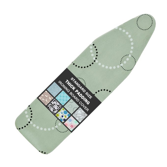 IRONING BOARD COVER AND PAD STANDARD SIZE 15 X 543 PAIRS OF HOOK AND LOOP FASTENER STRAPSELASTIC EDGESCOTTON IRON BOARD COVER WITH SCORCH RESISTANT THICK PADDINGGEOMETRIC CIRCLE