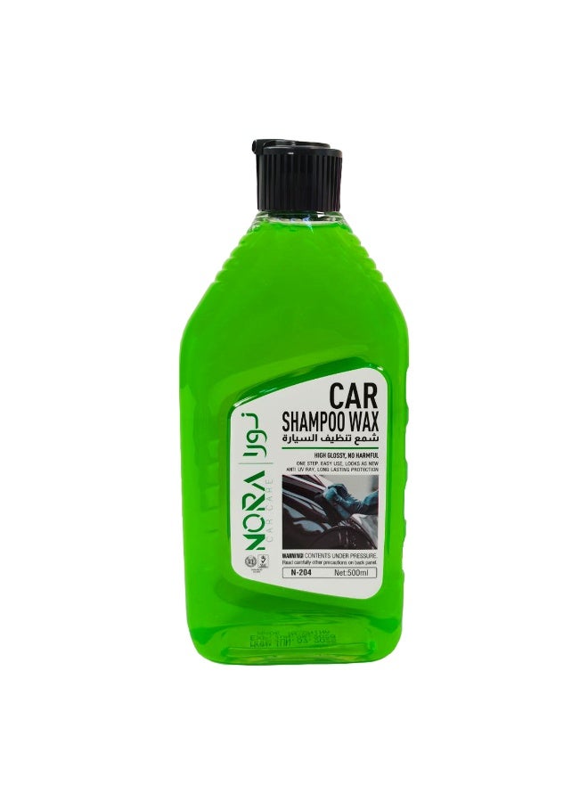 NORA Car Shampoo Wax 500ml – Dual Action Formula, High Gloss Shine, pH Balanced, Colour Safe, Thick Foaming, Gentle on All Car Surfaces, Suitable for Bucket, Machine & Foam Wash N-204 - Image 1
