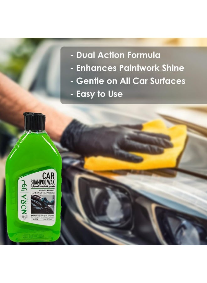 NORA Car Shampoo Wax 500ml – Dual Action Formula, High Gloss Shine, pH Balanced, Colour Safe, Thick Foaming, Gentle on All Car Surfaces, Suitable for Bucket, Machine & Foam Wash N-204 - Image 5
