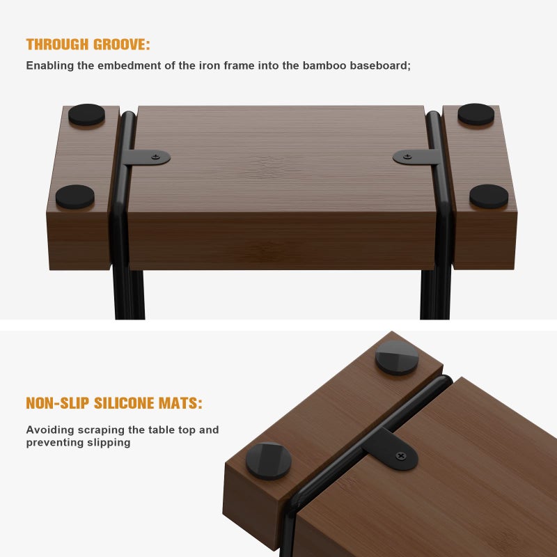 Wican Napkin Holder for Table, Bamboo Iron Standing Napkin Dispenser for Dining Table Farmhouse Cocktail Picnic Rustic Wood Holders All Kitchen Dining Room Decor Black & Brown - Image 5