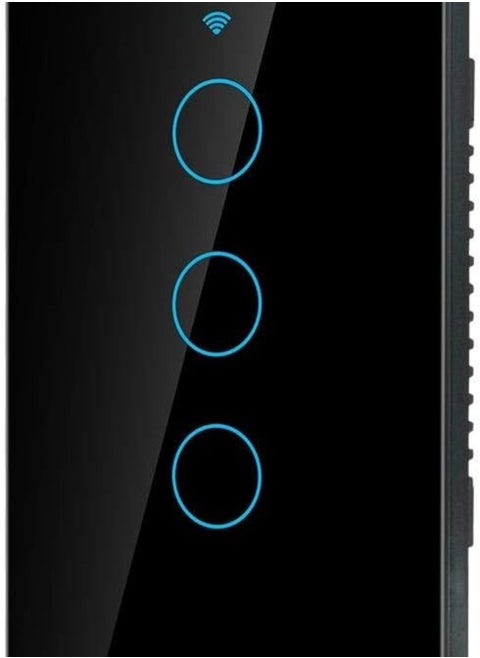 WiFi Touch Screen Switch, Remote Switch with Highly Sensitive Touch Keys, Suitable for Alexa Google, SIRI Voice Control, 3 Way AC(Black)