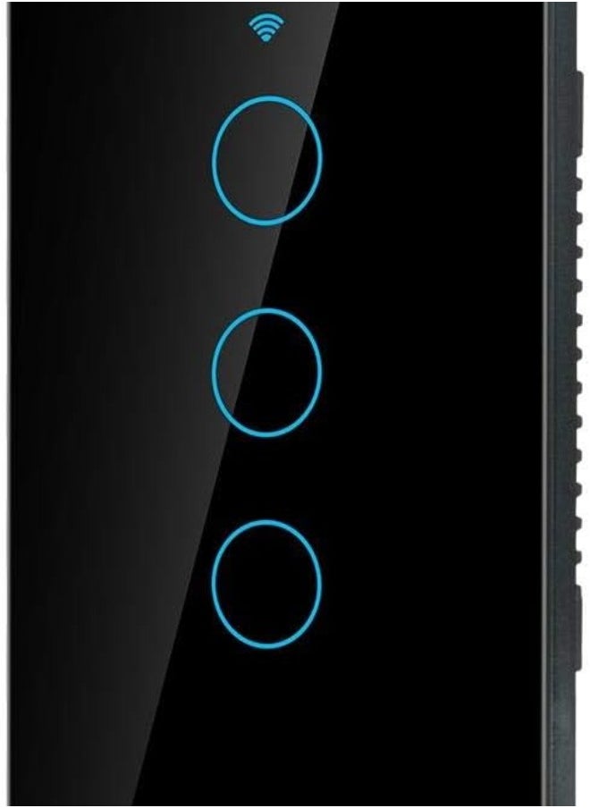 klarako - WiFi Touch Screen Switch, Remote Switch with Highly Sensitive Touch Keys, Suitable for Alexa Google, SIRI Voice Control, 3 Way AC(Black) - Image 1