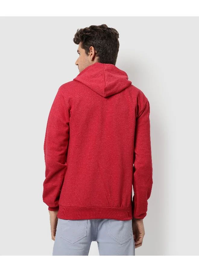 Campus Sutra Men's Red Dr. To Be Hoodie With Kangaroo Pocket