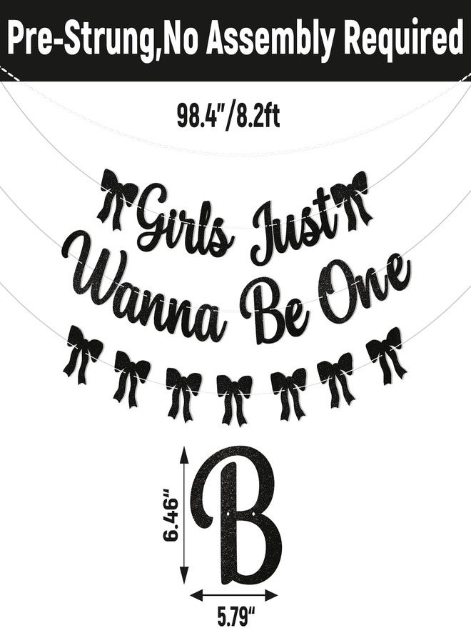 لافتة "الفتيات يرغبن فقط في أن يكنّ عامهن الأول" - زينة عيد الميلاد الأول للفتيات، لافتة عيد الميلاد الأول مزينة بفيونكة سوداء لحفلة عيد ميلاد الطفل الأول، لوازم حفلات عيد ميلاد "سويت وان" باللون الأسود اللامع - Image 2