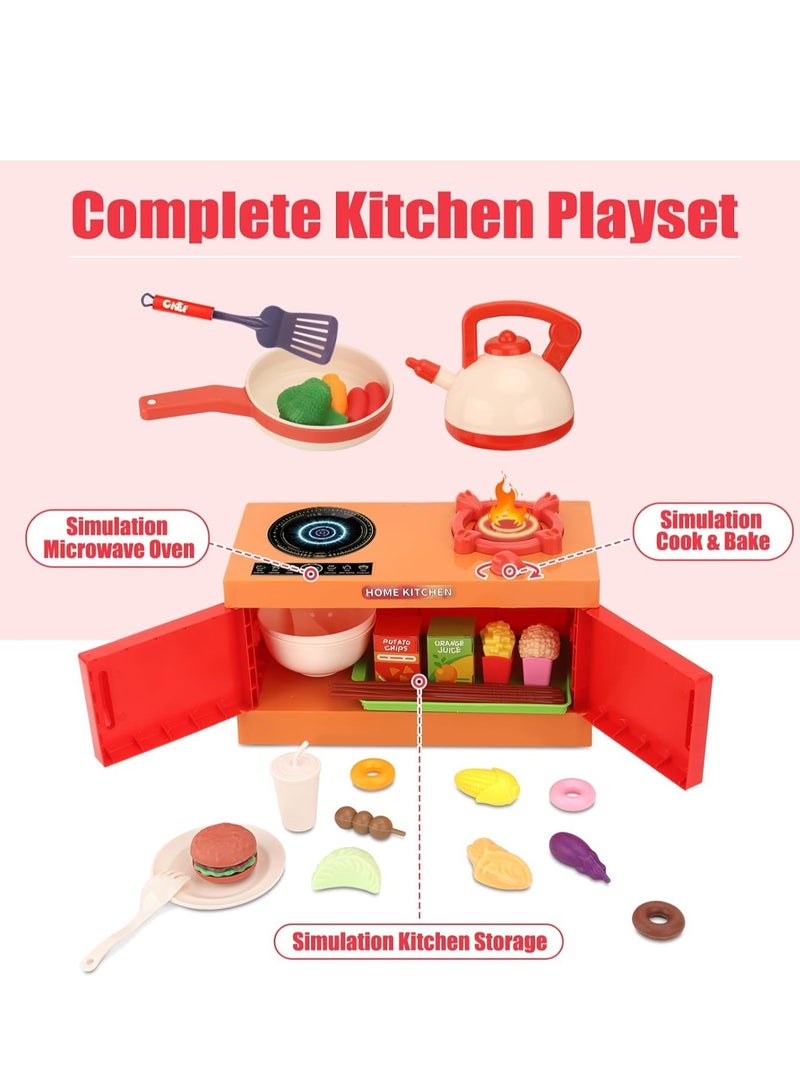 70PCS Pretend Interactive Play Kitchen Toy Accessories with Working Doors Including Cookware Steam Pressure Pot ,Cut Play Food Toys Vegetables Set, Learning Gift Cooking Toy Set for Girls Boys Kids - Image 3