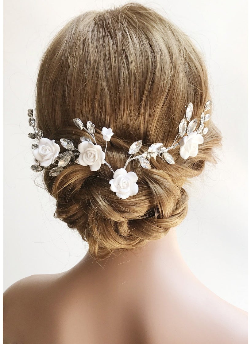 Missgrace - Missgrace Crystal Bridal Flower Headband Comb Wedding Hairpiece Hair Accessories Women Evening Party Flower Crown - Image 1