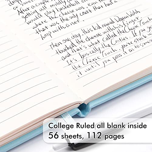 feela 6 Pack Pocket Small Notebooks Bulk, Mini Cute Memo Notepads Hardcover College Ruled Lined Journals with Pen Holder for Women Girls Office School, with 6 Black Pens, 3.5”x 5.5”, A6, Sky Blue - Image 3