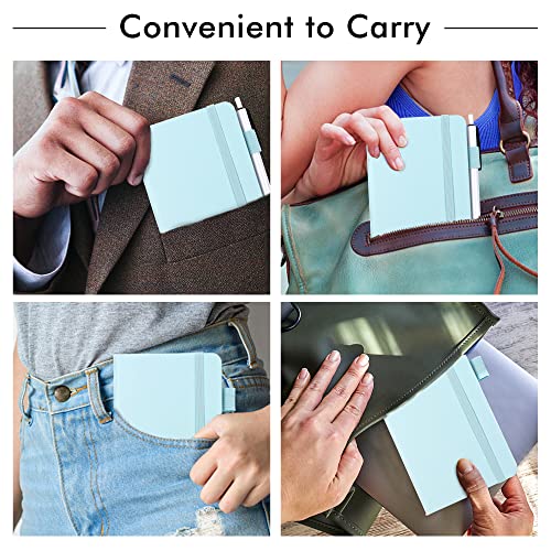 feela 6 Pack Pocket Small Notebooks Bulk, Mini Cute Memo Notepads Hardcover College Ruled Lined Journals with Pen Holder for Women Girls Office School, with 6 Black Pens, 3.5”x 5.5”, A6, Sky Blue - Image 5