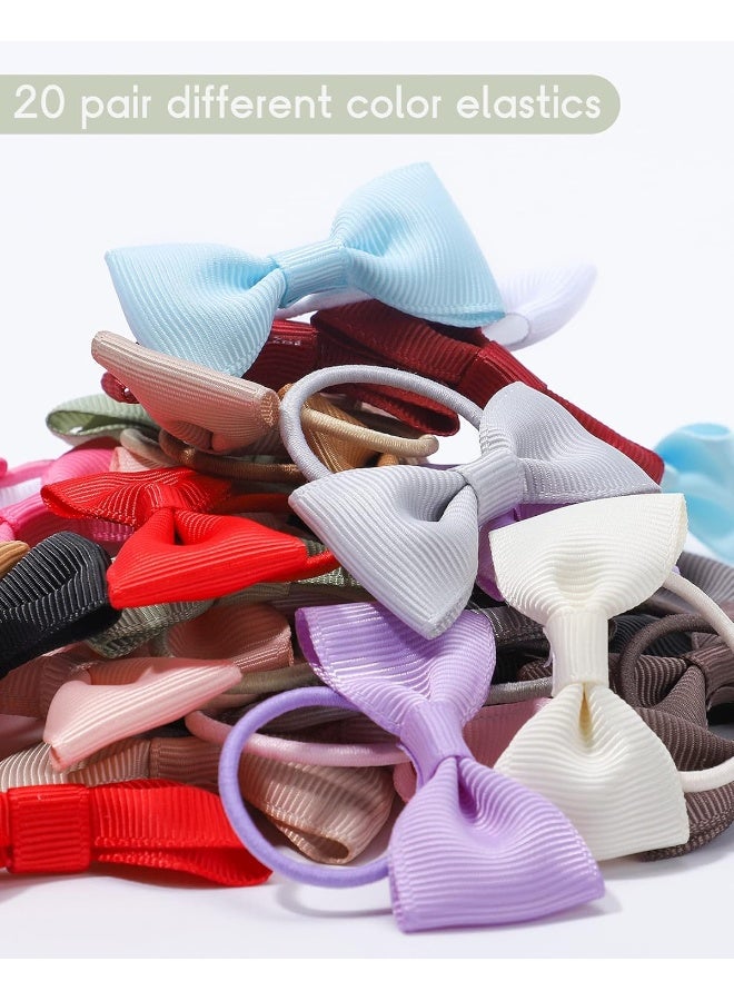 jollybows 40PCS 2 Inches Baby Girls Hair Bows Ties Mini Boutique Elastic Hair Rubber Ribbon Hair Band Accessories for Kids Toddlers Infants (1-40 PCS - Dark color set) - Image 3