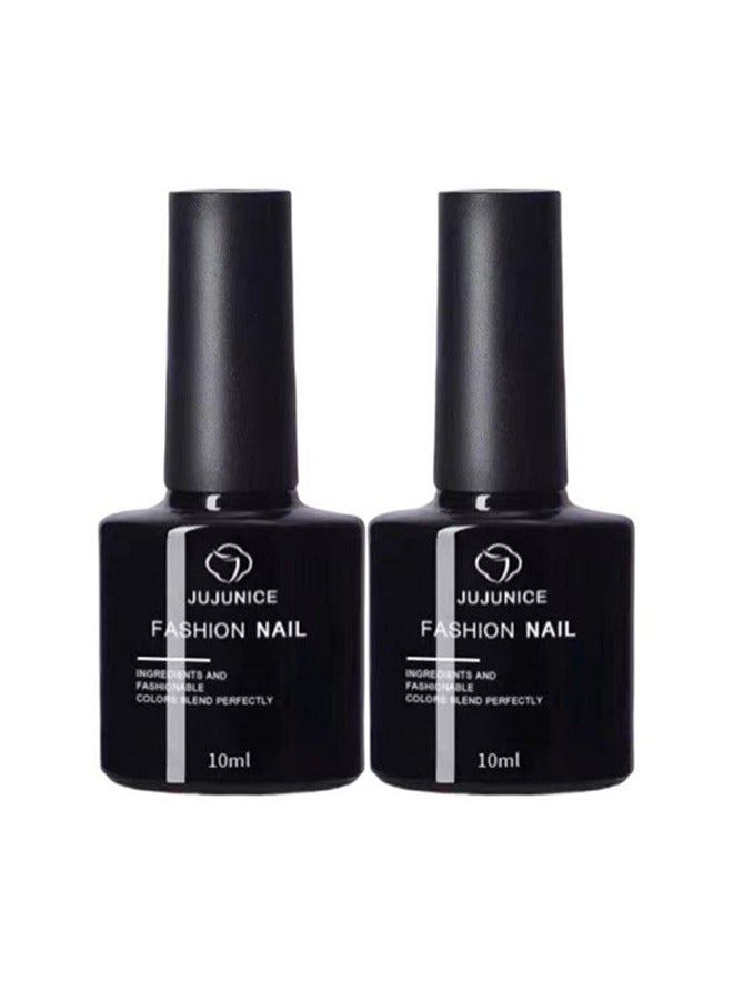 Juju No Wipe Gel Top Coat and Base Coat Set - Shine Finish and Long Lasting, Soak Off LED Gel Base Top Coat Glossy Shine Finish  8 ml  *2