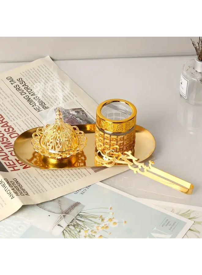 Elegant Golden Bakhoor Incense Holder Set with Storage Jar Model 175 235 241 906 - Image 2