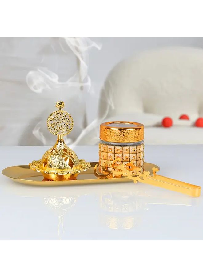 Elegant Golden Bakhoor Incense Holder Set with Storage Jar Model 175 235 241 906 - Image 3