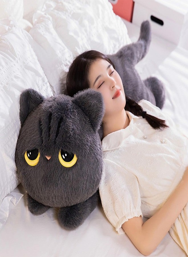 PEACH CAT 35.4" Long Cat Plush Pillow Cute Kitten Stuffed Animals Plushies Toy Gifts for Kids Grey - Image 3