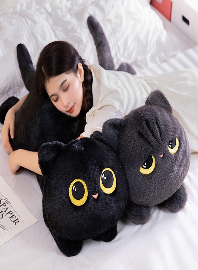 PEACH CAT 35.4" Long Cat Plush Pillow Cute Kitten Stuffed Animals Plushies Toy Gifts for Kids Grey - Image 5