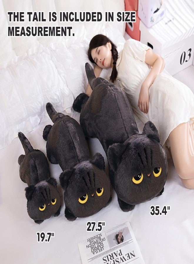 PEACH CAT 35.4" Long Cat Plush Pillow Cute Kitten Stuffed Animals Plushies Toy Gifts for Kids Grey - Image 2