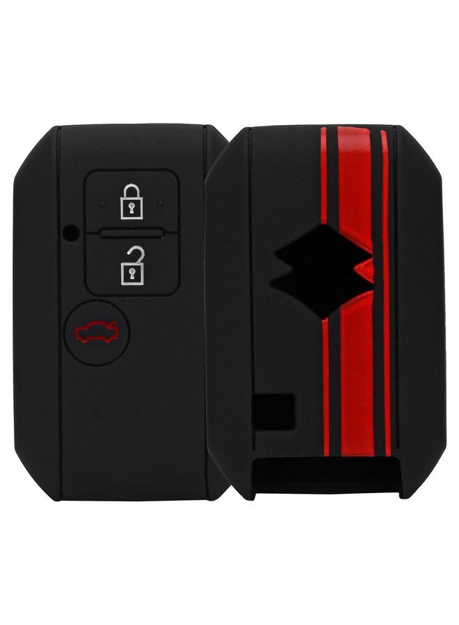 JVCV غطاء مفتاح سيارة JVCV® متوافق مع ماروتي سوزوكي دزير ونيو سويفت ونيو إرتيجا مفتاح ذكي - شريط رالي (أسود أحمر) - Image 1