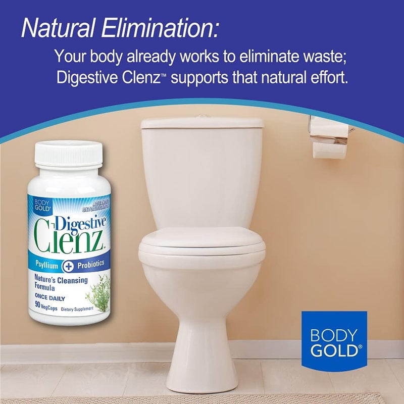 Body Gold Digestive Clenz  Healthy Detoxification Elimination  Nutrient Absorption Support  30 Servings 90 VegCaps - Image 3
