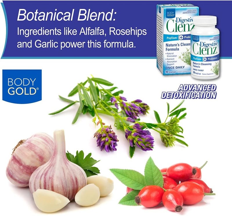 Body Gold Digestive Clenz  Healthy Detoxification Elimination  Nutrient Absorption Support  30 Servings 90 VegCaps - Image 5