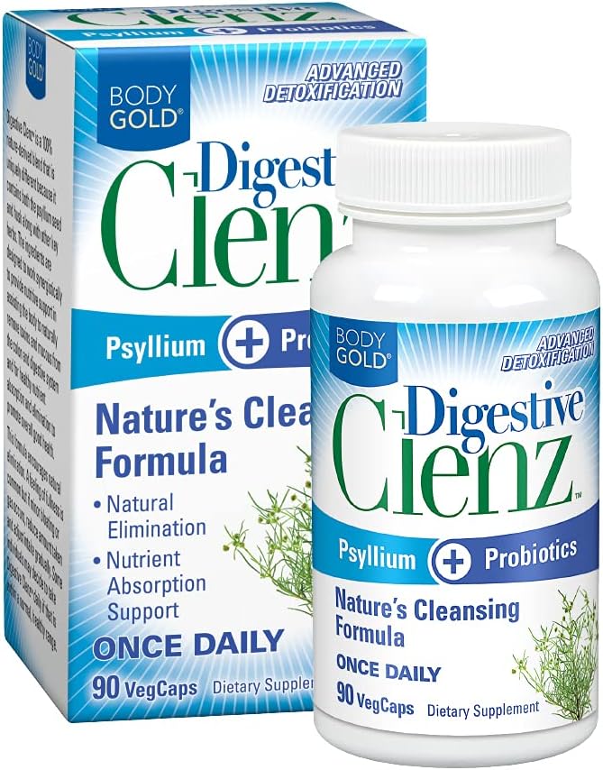 Body Gold Digestive Clenz  Healthy Detoxification Elimination  Nutrient Absorption Support  30 Servings 90 VegCaps - Image 1
