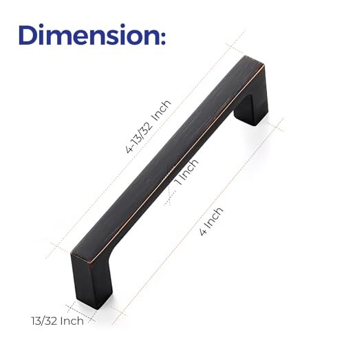 Ravinte 30 Pack Solid 4 Inch Kitchen Square Cabinet Handles Oil-Rubbed Bronze Drawer Pulls Kitchen Cabinet Hardware Handles - Image 3