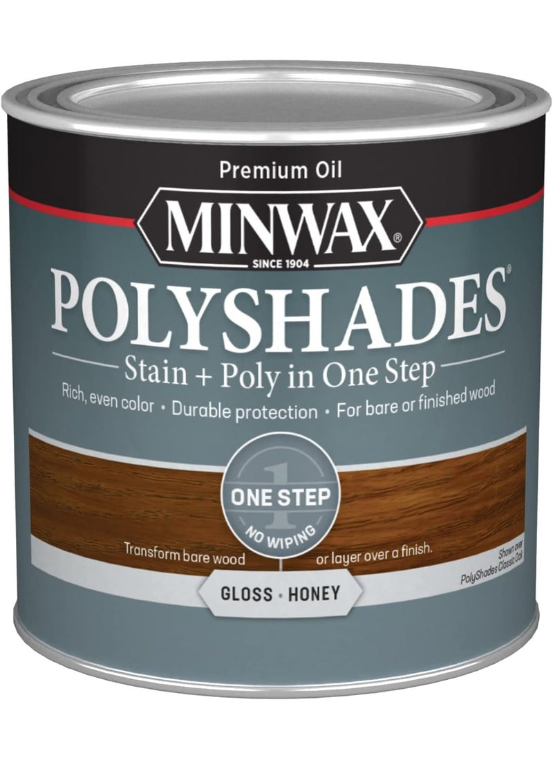 Minwax Minwax PolyShades Wood Stain  Polyurethane Finish   Pint Honey Gloss  - Image 1