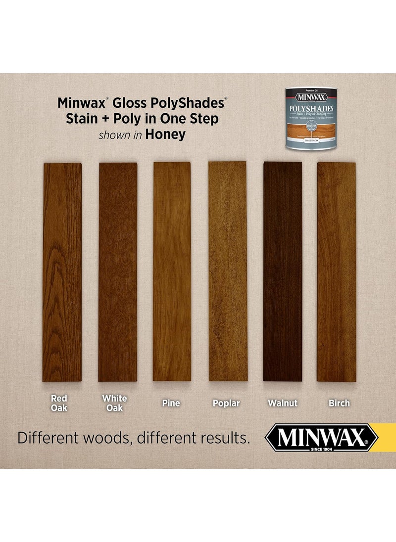 Minwax Minwax PolyShades Wood Stain  Polyurethane Finish   Pint Honey Gloss  - Image 2