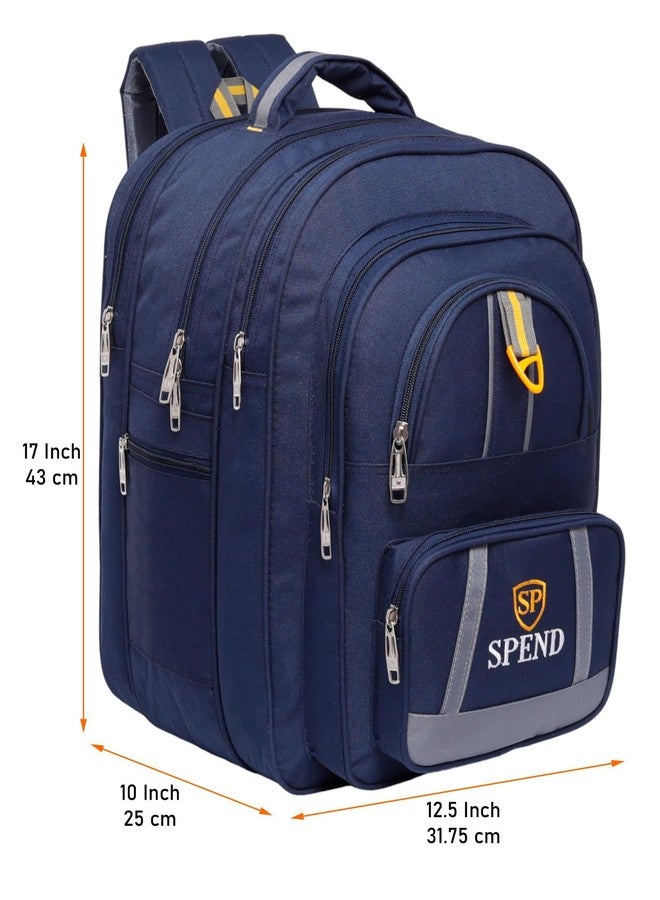 حقيبة ظهر مدرسية مع حقيبة غداء من SPEND | حقيبة مدرسية متعددة الأغراض وواسعة للطلاب | تصميم متين متعدد الجيوب، خفيف الوزن، بسعة تخزين عالية للاستخدام اليومي (بني، أزرق داكن) - Image 5