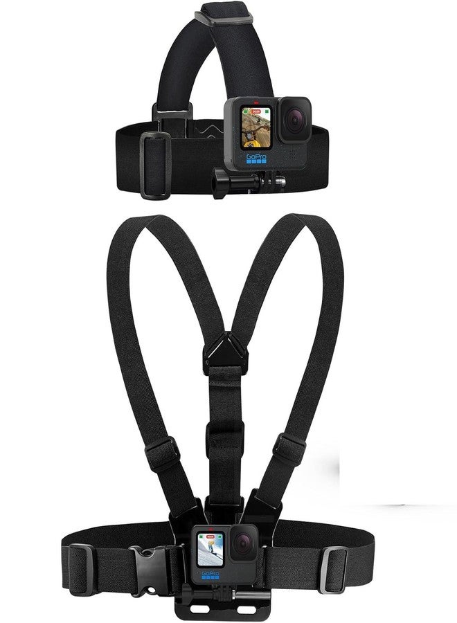 eCostConnection Adjustable Chest Mount Harness and Head Strap Mount for GoPro Hero1, GoPro Hero 2, GoPro Hero3, GoPro Hero3+, GoPro Hero4, Hero4 Session, HERO5, HERO 6, Fusion + Microfiber Cloth - Image 1