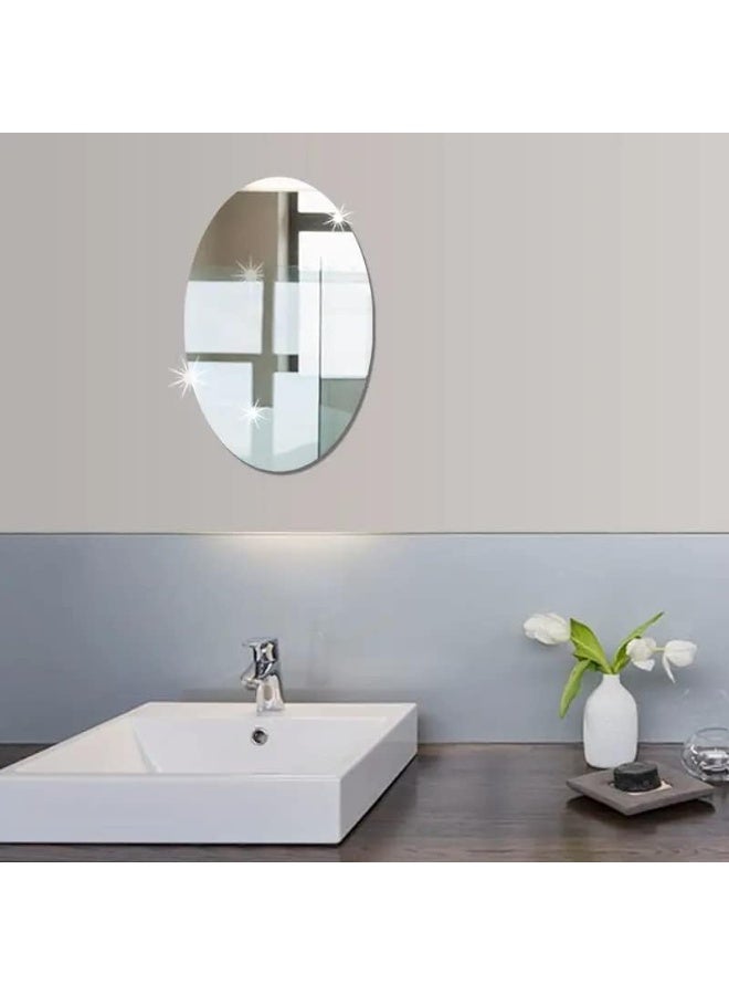 Kimaya Modern 3D Acrylic Oval Mirror Wall Décor – Stylish DIY Reflective Wall Sticker for Living Rooms, Bedrooms & Contemporary Interiors (45 × 60 cm) - Image 2