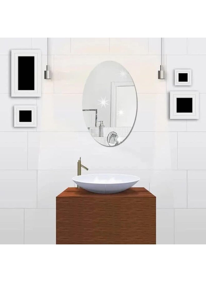 Kimaya Modern 3D Acrylic Oval Mirror Wall Décor – Stylish DIY Reflective Wall Sticker for Living Rooms, Bedrooms & Contemporary Interiors (45 × 60 cm) - Image 4