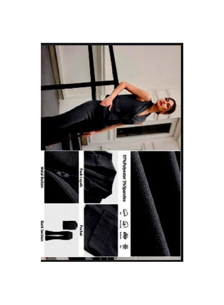Shein 2pcs Women black Business Suit Set, Vest & Pants, Spring/Summer 2025 - Image 3