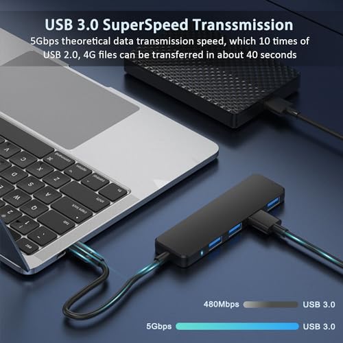 vienon USB 3.0 Hub, VIENON 4-Port USB Hub USB Splitter USB Expander for Laptop, Xbox, Flash Drive, HDD, Console, Printer, Camera,Keyborad, Mouse(Not for Charging) - Image 3