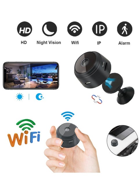 WiFi Mini Camera 1080P Remote Monitor Home Security, Infrared Wireless Smart Tracking Camera with Night Vision and Motion Detection for Indoor and Outdoor