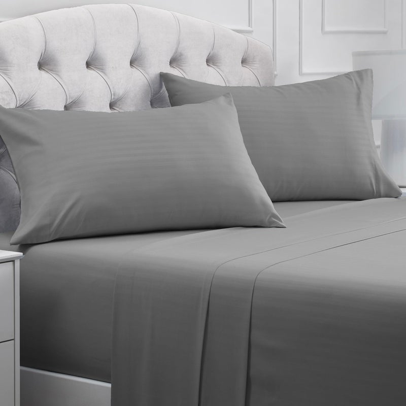 Mellanni California King Sheets Set  4 PC Iconic Collection Bedding  Hotel Luxury Extra Soft Cooling Bed Sheets  Wrinkle Fade Stain Resistant Cal King Striped GraySilver