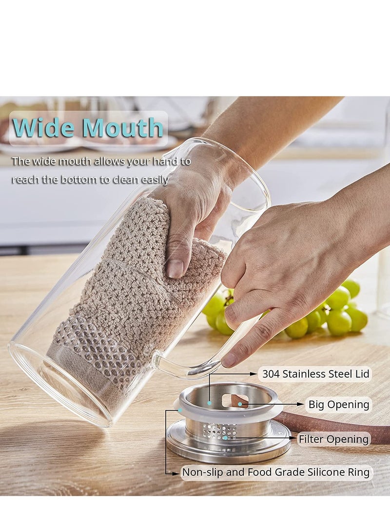 Barakah Glass Pitcher, 40 oz Glass Water Pitcher for Fridge, Glass Carafe for Iced Tea with Lid and Spout, Hot Cold Water Jug, Easy Clean Heat Resistant Borosilicate Glass Jug for Juice Cold Hot Beverages - Image 5