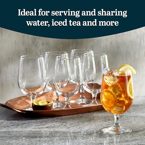 Libbey Entertaining Essentials Stemmed Water Glasses, Clear Multi Purpose Water Goblet Set of 6, Dishwasher Safe 16 oz Goblet Glasses for Parties - Image 2