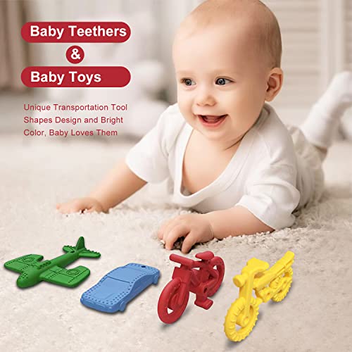 SJDSND Teething Toys for Babies 6-12 Months 12-18 Months, Teether Toys, Baby Chew Toys, BPA Free Teething Toys, Baby Teether, Transportation Tools Shape Teethers, Baby Toys for Boys Girls (6 Pack) - Image 3