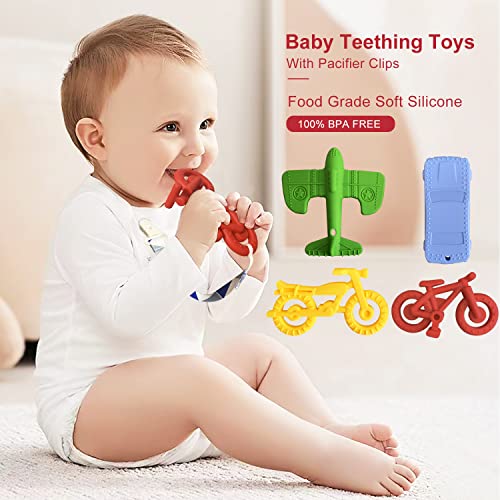 SJDSND Teething Toys for Babies 6-12 Months 12-18 Months, Teether Toys, Baby Chew Toys, BPA Free Teething Toys, Baby Teether, Transportation Tools Shape Teethers, Baby Toys for Boys Girls (6 Pack) - Image 2
