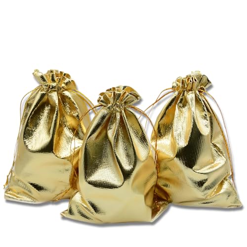 Metsi Golden Organza Drawstring Gift Bags, 4 x 6 Inch Sheer Reusable Pouches with Double Tie Closure, Gold Favor Bags for Jewelry Wedding Party Baby Shower Events – Pack of 25 - Image 2