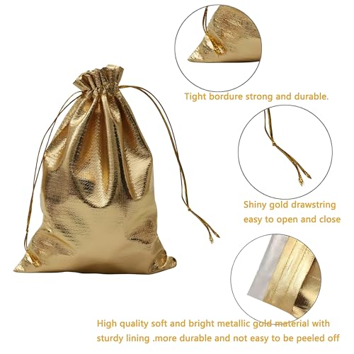 Metsi Golden Organza Drawstring Gift Bags, 4 x 6 Inch Sheer Reusable Pouches with Double Tie Closure, Gold Favor Bags for Jewelry Wedding Party Baby Shower Events – Pack of 25 - Image 3