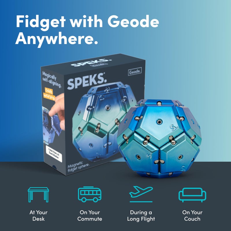 Speks Geode Magnetic Fidget Toy | Sensory Desk Toy for Adults & Teens 14+ | Stress Relief Gift | Sphere, Blue - Image 5
